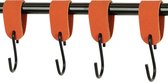 4x Leren S-haak hangers  - Handles and more® | SUEDE BRICK - maat M (Leren S-haken - S haken - handdoekkaakje - kapstokhaak - ophanghaken)