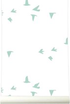 Roomblush - Behang Fly with me - Pastelgroen - Vliesbehang - 200cm x 285cm