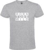 Grijs T shirt met print van " BORN TO BE WILD " print Wit size S