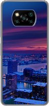 Geschikt voor Xiaomi Poco X3 NFC hoesje - Rotterdam - Lucht - Roze - Siliconen Telefoonhoesje