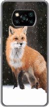 Geschikt voor Xiaomi Poco X3 NFC hoesje - Vos - Sneeuw - Winter - Siliconen Telefoonhoesje