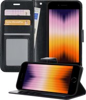 Hoesje Geschikt voor iPhone SE 2022 Hoesje Book Case Hoes Portemonnee Cover Walletcase - Hoes Geschikt voor iPhone SE (2022) Hoes Bookcase Hoesje - Zwart