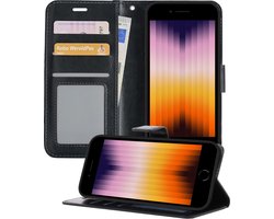Hoesje - Geschikt voor Apple iPhone SE (2022) - Luxe Bookcase - Walletcase Hoes - Portemonnee - Cover - Telefoonhoes - Zwart