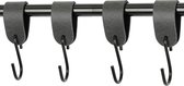 4x S-haak hangers - Handles and more® | VINTAGE GREY - maat S (Leren S-haken - S haken - handdoekkaakje - kapstokhaak - ophanghaken)