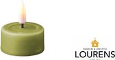Luxe LED kaars - Olive Green LED Tealight Candle D4,1 x 4,5 cm (2 pcs.) - net een echte kaars! Deluxe Homeart