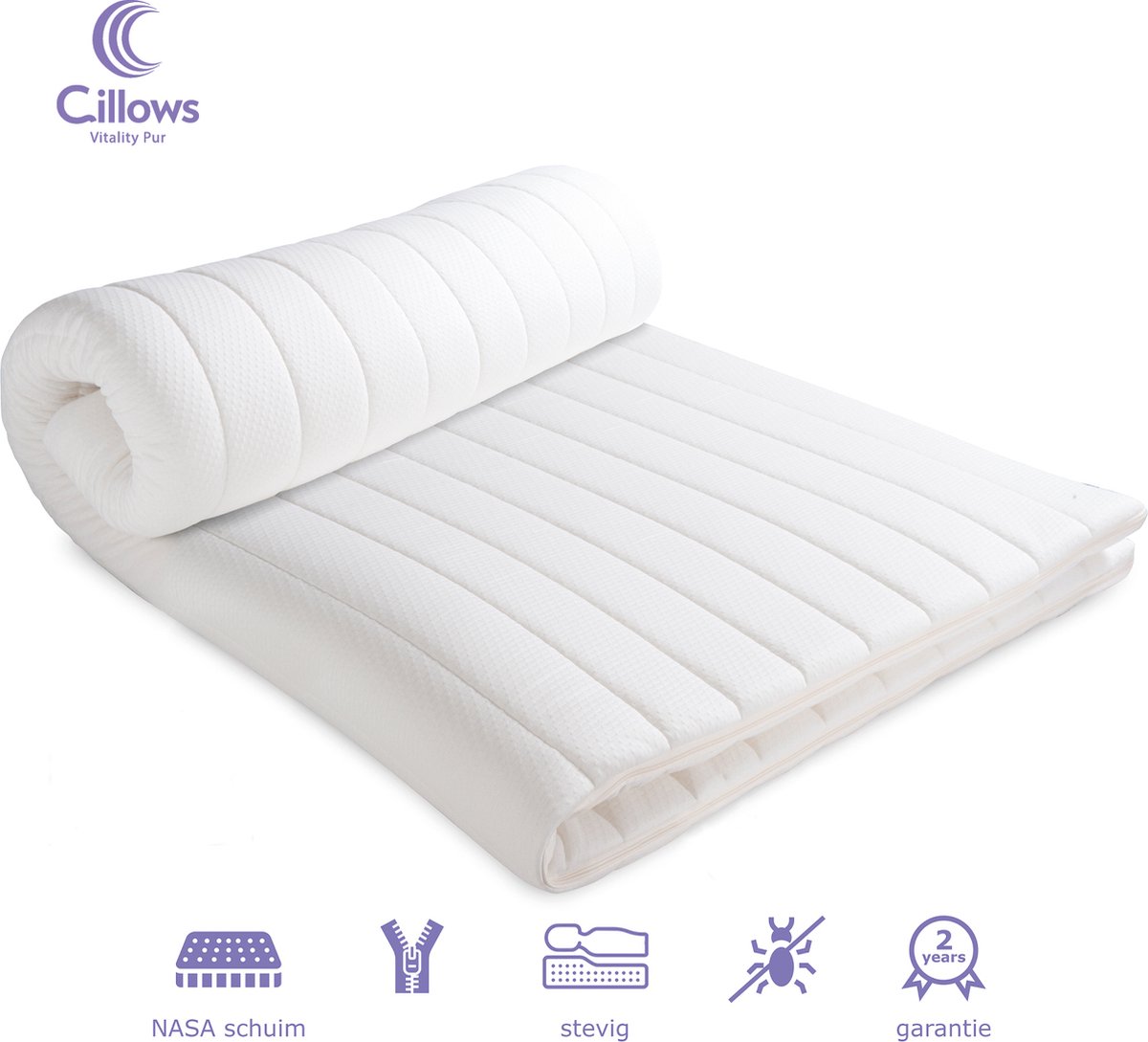 Cillows Kwaliteit Topdekmatras Topper Traagschuim 90 x 200 cm c.a. 7 cm