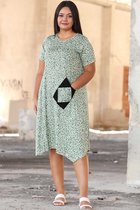 HASVEL-Groote maat A-symmetrischjurk-Met patroon jurk- Maat 3XL- Casual jurk- HASVEL-Plus Size A-symmetricdress-Patterned dress-Size 3XL-casual dress