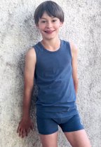 Tanktop - Singlet - Biologisch katoen - Vintage blauw - Unisex - 10-12 jaar