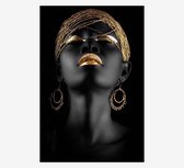 Woman Black Gold looking up - XXL foto op plexiglas 100x150cm incl. gratis ophangsysteem