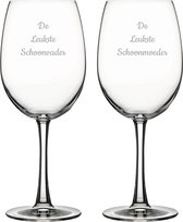 Gegraveerde Rode wijnglas 46cl De Leukste Schoonvader-De Leukste Schoonmoeder