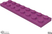 LEGO Plaat 2x8, 3034 Magenta 50 stuks