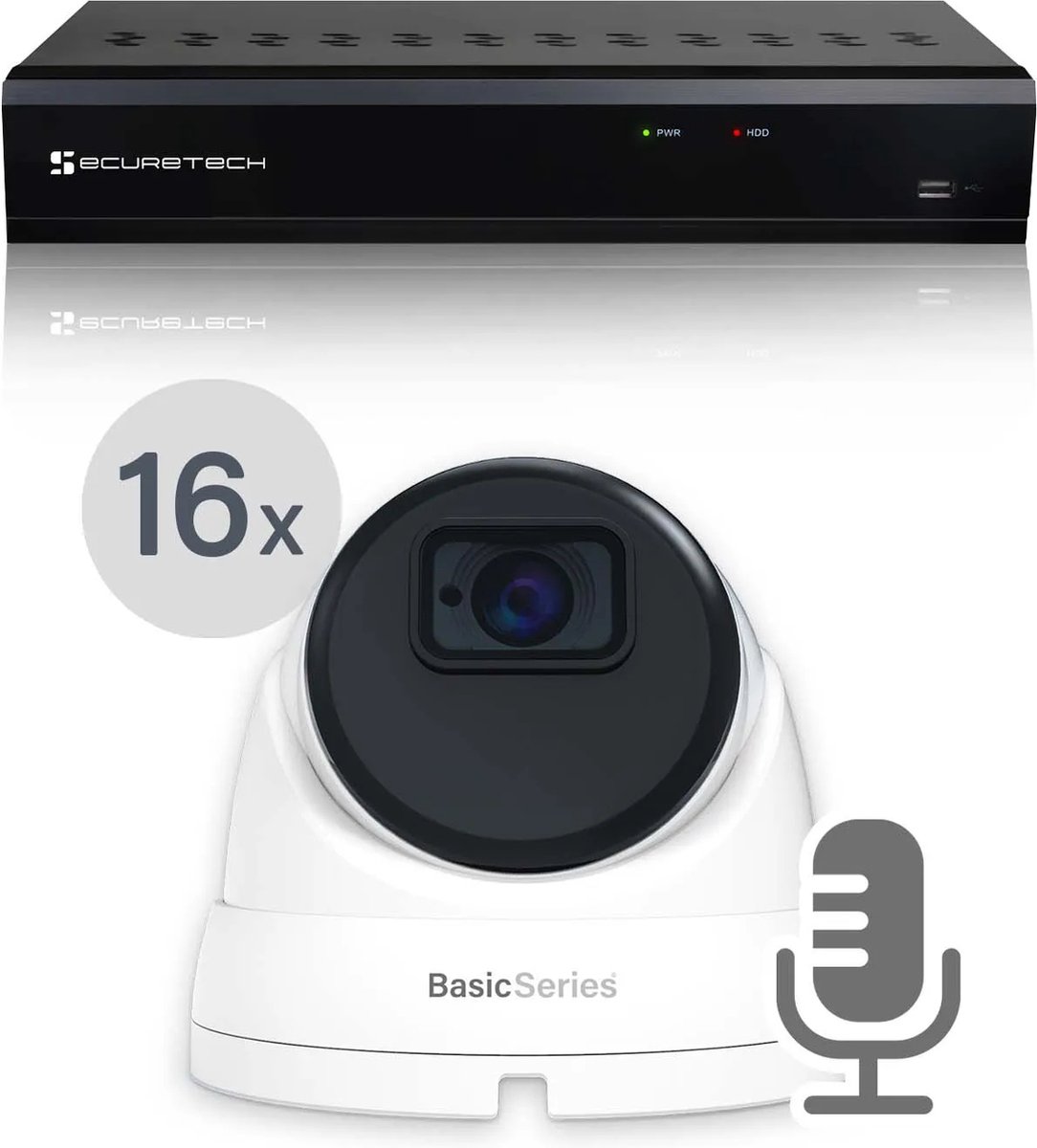 Securetech complete camerasysteem - met 16 beveiligingscamera voor buiten & binnen - haarscherp beeldkwaliteit - 20m nachtzicht - audio opname - software voor smartphone & pc