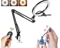 Selfie LED Ring Lamp 20Cm Met Tafelstatief Inclusief Bluetooth Afstandsbediening - Standard - Ringlamp - Tik tok - flitser – Make up light – Ring Light - LED Ring Light ®FAIRCO