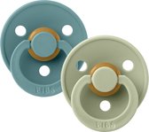 Bibs Fopspeen- Zomerset - 2 stuks Blauw & Groen (Island Sea & Sage) - Maat 1 0-6 maanden