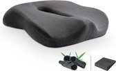 Reiskussen Grijs - Zitkussen Memory Foam - Stoelkussen - Kussen Autostoel - Orthopedisch - Bamboe Houtskool - Ergonomisch 3D Ontwerp