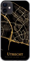 Geschikt voor iPhone 12 mini hoesje - Utrecht - Stadskaart - Goud - Siliconen Telefoonhoesje