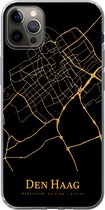 Geschikt voor iPhone 13 Pro Max hoesje - Den Haag - Stadskaart - Black and gold - Siliconen Telefoonhoesje