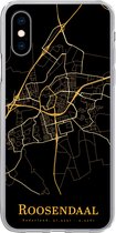 Geschikt voor iPhone X hoesje - Roosendaal - Plattegrond - Goud - Zwart - Siliconen Telefoonhoesje - Stadskaart