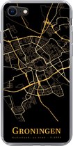Geschikt voor iPhone SE 2020 hoesje - Groningen - Stadskaart - Goud - Siliconen Telefoonhoesje