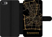 Bookcase Geschikt voor iPhone 7 telefoonhoesje - Eindhoven - Stadskaart - Goud - Met vakjes - Wallet case met magneetsluiting