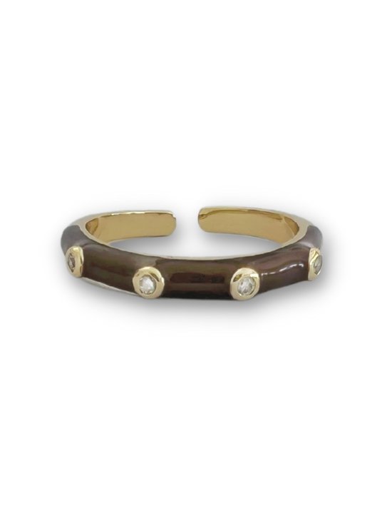 Zatthu Jewelry - N22SS445 - Inya ring bruin met steentjes