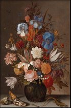 Walljar - Van der Ast - Stilleven met Bloemen - Muurdecoratie - Poster met lijst