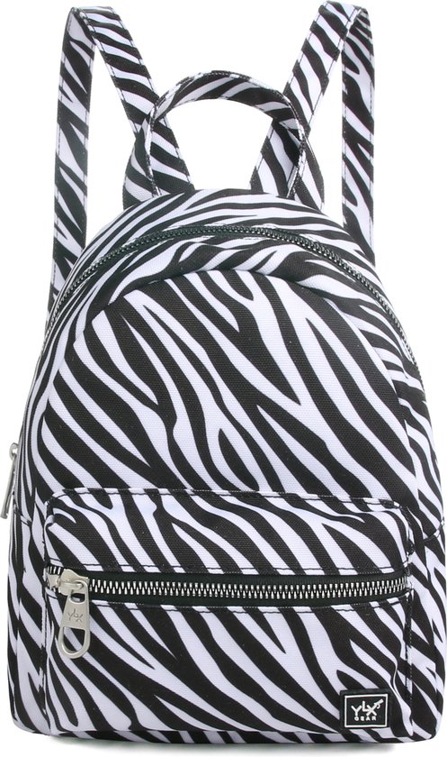 YLX Mini Backpack voor dames. Zebra print, zwart/wit. Recycled Rpet materiaal. Eco-friendly