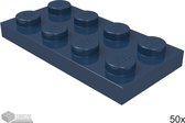 LEGO Plaat 2x4, 3020 Donkerblauw 50 stuks