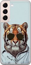 Coque Samsung Galaxy S22 Plus - Tiger Wild - Blauw - Coque en Siliconen pour téléphone - Casimoda