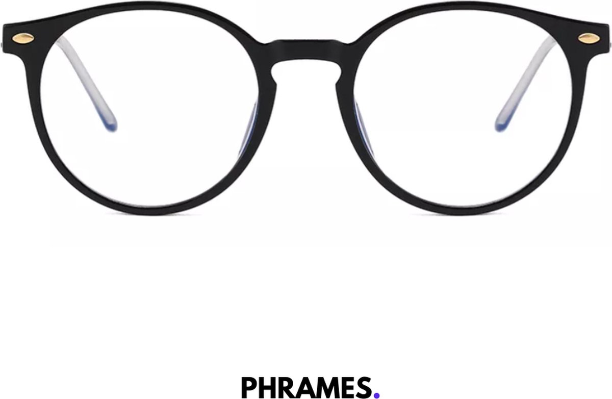 PHRAMES® - Gaia Solid Black – Beeldschermbril – Computerbril - Blauw Licht Filter Bril - Blauw Licht Bril – Gamebril – Dames - UV400 - Voorkomt Hoofdpijn en Vermoeidheid