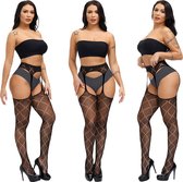 Zwarte Panty met open kruis - Zwart - Sexy Lingerie / Kleding - Beenmode - Dames Lingerie – fantasie kousen