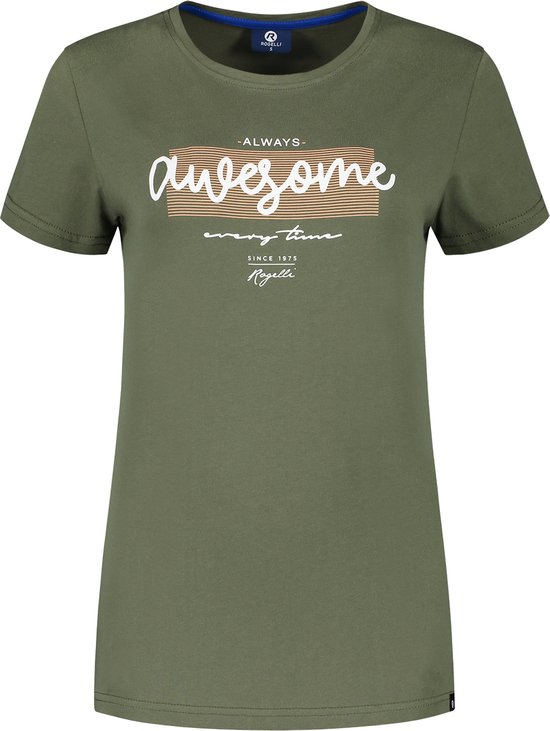 Rogelli Graphic T-Shirt Sportshirt - Korte Mouwen - Dames - Groen - Maat M