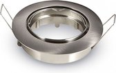 Spot Armatuur GU10 - Igory - Inbouw Rond - Mat Chroom Aluminium - Kantelbaar Ø82mm