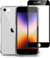 iPhone SE 2022 Hoesje + iPhone SE 2022 Screenprotector – Full Screen Tempered Glass - Extreme Shock Case Transparant