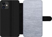 Bookcase Geschikt voor iPhone 11 telefoonhoesje - Metaal print - Grijs - Krassen - Met vakjes - Wallet case met magneetsluiting