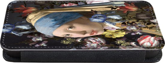 Bookcase Convient pour étui de téléphone iPhone 11 Pro Max - Fille avec une boucle d'oreille en perle - Johannes Vermeer - Fleurs - Avec compartiments - Étui portefeuille avec fermeture magnétique