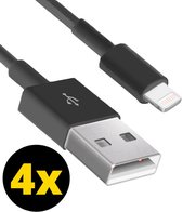 4x Câble chargeur iPhone Zwart - Câble iPhone - Câble USB Lightning - Câble chargeur iPhone