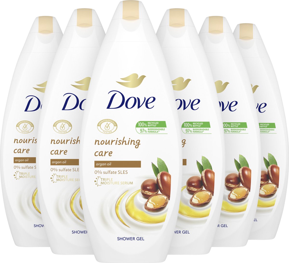 Goedkoopste Dove Nourishing Care Douchegel - 6 x 250 ml - Voordeelverpakking