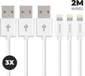 WiseQ Lightning USB Kabel - 2 Meter Oplaadkabel iPhone - 3 stuks