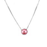 New Bling 9NB-0811 Zilveren Ketting met Hanger - Dames - Kristal - Licht Roze - 11,5 mm Doorsnee - Ankerschakel - 38 + 5 cm - 1 mm Dikte - Rhodium - Zilver