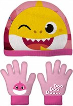 winterset Baby Shark junior katoen roze 2-delig one-size