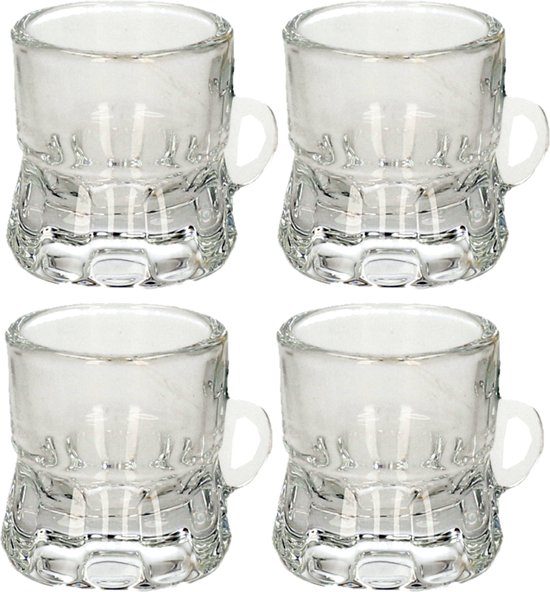 Set van 8x stuks shotglas vorm bierpul glaasje/glas met handvat van 2cl  -... | bol.com