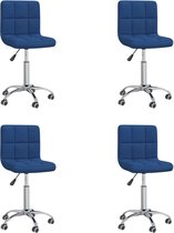 vidaXL Eetkamerstoelen draaibaar 4 st stof blauw