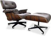 Lounge Chair XL Model + Hocker - Licht Vintage Bruin - Fauteuil - Palissander - Set