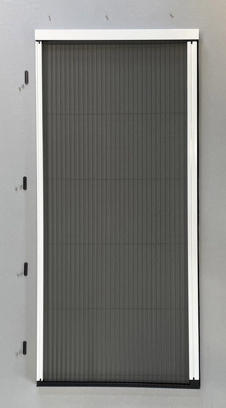 Plisse hordeur wit - zwart gaas - Plissehordeurenwebshop - Breedte 960mm - Hoogte 1971-2000mm