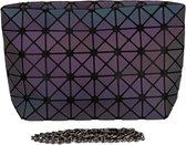 Olie-kleurige Gematteerde Geo Clutch Klein | Malique