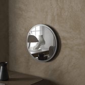 oratieve, ronde houten wandspiegel, voor Woonkamer, Slaapkamer en badkamer (59 x 59 x 3 cm) (eiken)