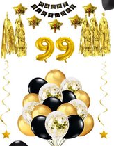 99 jaar verjaardag feest pakket Versiering Ballonnen voor feest 99 jaar. Ballonnen slingers sterren opblaasbare cijfers 99