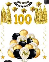 100 jaar verjaardag honderd feest pakket Versiering Ballonnen voor feest 100 jaar. Ballonnen slingers sterren opblaasbare cijfers 100