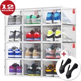 JUST23 Schoenen opbergsysteem 12PACK - Transparant - Schoenendoos - Schoenenrek - Schoenen organizer - Sneakerbox - Schoenenopbergers